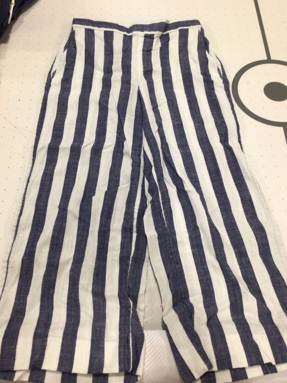 Banana Republic Navy & White Striped Wide-Leg Kids Pants